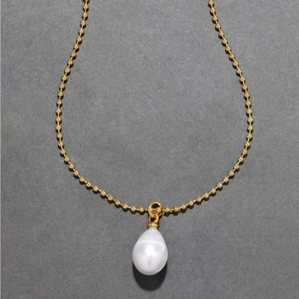 ALEXIS BITTAR • Molten Gold La Perla Pearl Solitaire Ball Chain Necklace - Picture 8 of 13